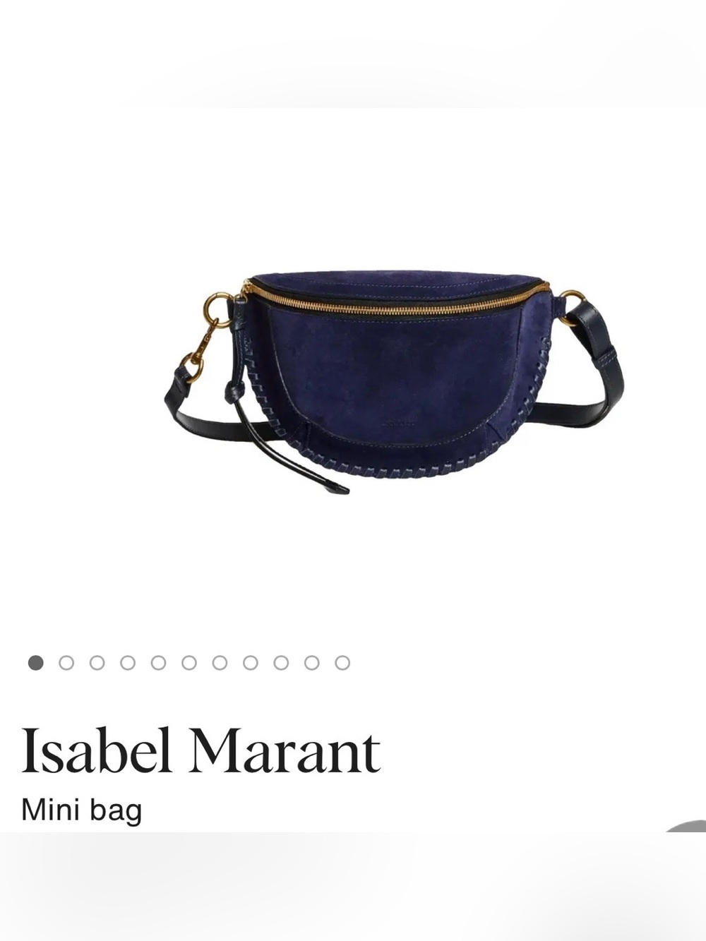 Isabel Marant Navy Suede Crescent Crossbody Belt Bag with Gold Hardware